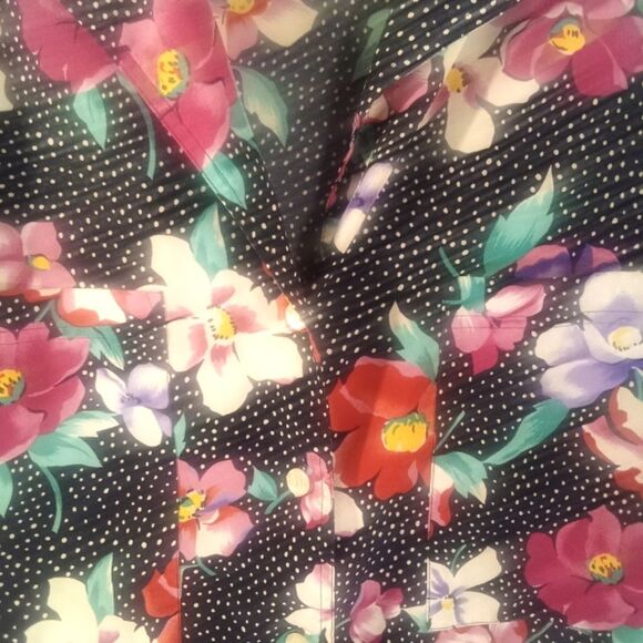 Vintage Women's Plus Size Dark Floral Polkadot Button Down Shirt Sz 24W - Picture 6 of 6